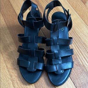 Black wedge sandals, Franco Sarto